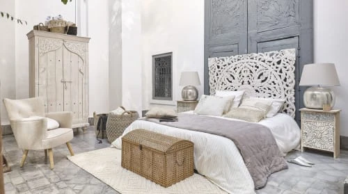 Maisons Du Monde Tête De Lit 160 Sculptée En Manguier Massif Blanc 6 Maisons Du Monde Tête De Lit 160 Sculptée En Manguier Massif Blanc – Image 4