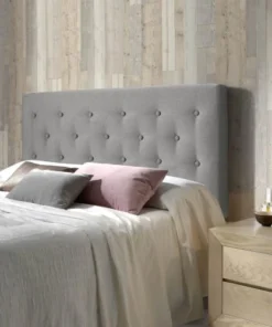 HOMN Tête De Lit 90x100 Cm, Capitonnée Tissu Gris -Boutique Maisons du Monde tete de lit 90x100 cm capitonnee tissu gris 1