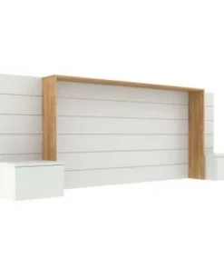ID Kids Tête De Lit Avec Chevets 160 Cm Effet Bois Blanc -Boutique Maisons du Monde tete de lit avec chevets 160 cm effet bois blanc et bois faro 1
