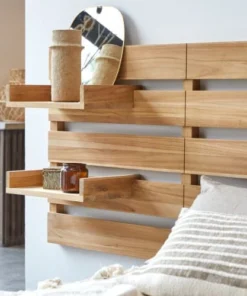 Tikamoon Tête De Lit Avec étagères En Teck Massif 270 Cm -Boutique Maisons du Monde tete de lit avec etageres en teck massif 270 cm 4