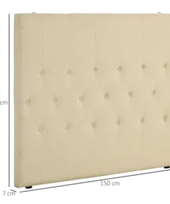 HOMCOM Tête De Lit Capitonnée Rembourrée MDF Coton Polyester Beige -Boutique Maisons du Monde tete de lit capitonnee rembourree mdf coton polyester beige 2