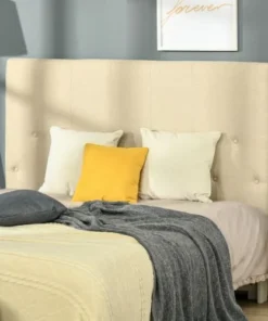 HOMCOM Tête De Lit Capitonnée Rembourrée MDF Coton Polyester Beige -Boutique Maisons du Monde tete de lit capitonnee rembourree mdf coton polyester beige 3