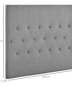 HOMCOM Tête De Lit Capitonnée Rembourrée MDF Coton Polyester Gris -Boutique Maisons du Monde tete de lit capitonnee rembourree mdf coton polyester gris 2