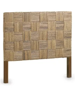 MOYCOR Tête De Lit En Bois Marron Et Rotin Beige