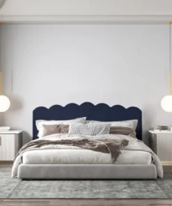 RNT By Really Nice Things Tête De Lit En Contreplaqué Et Velours Bleu. -Boutique Maisons du Monde tete de lit en contreplaque et velours bleu 2