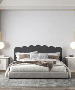 RNT By Really Nice Things Tête De Lit En Contreplaqué Et Velours Gris Froid. -Boutique Maisons du Monde tete de lit en contreplaque et velours gris froid 2