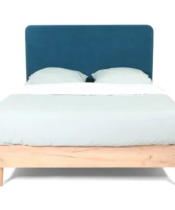 HOMIFAB Tête De Lit En Velours Bleu Canard 140 Cm -Boutique Maisons du Monde tete de lit en velours bleu canard 140 cm 5