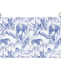 RNT By Really Nice Things Tête De Lit En Velours Et Mousse Imprimé à Safari Bleu Et Blanc.