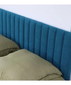 HOMIFAB Tête De Lit Matelassé En Velours Bleu 140 Cm -Boutique Maisons du Monde tete de lit matelasse en velours bleu 140 cm 2