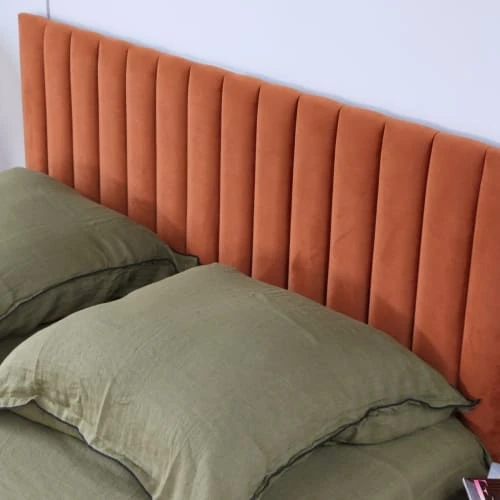 HOMIFAB Tête De Lit Matelassé En Velours Rouille 140 Cm 5 HOMIFAB Tête De Lit Matelassé En Velours Rouille 140 Cm – Image 3