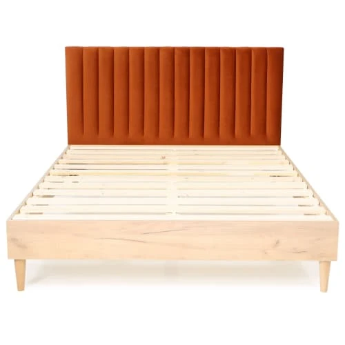 HOMIFAB Tête De Lit Matelassé En Velours Rouille 140 Cm 6 HOMIFAB Tête De Lit Matelassé En Velours Rouille 140 Cm – Image 4