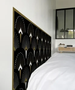 99Déco Tête De Lit Papier Peint Art Deco Noir Or Eventail 140cm -Boutique Maisons du Monde tete de lit papier peint art deco noir or eventail 140cm 2