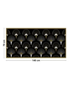 99Déco Tête De Lit Papier Peint Art Deco Noir Or Eventail 140cm