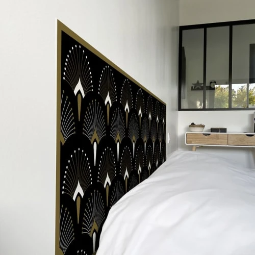 99Déco Tête De Lit Papier Peint Art Deco Noir Or Eventail 160cm 5 99Déco Tête De Lit Papier Peint Art Deco Noir Or Eventail 160cm – Image 3
