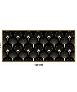 99Déco Tête De Lit Papier Peint Art Deco Noir Or Eventail 160cm