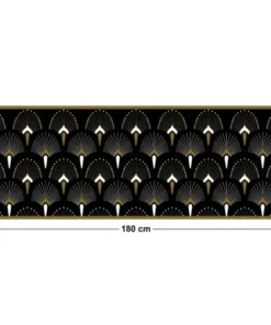 99Déco Tête De Lit Papier Peint Art Deco Noir Or Eventail 180cm