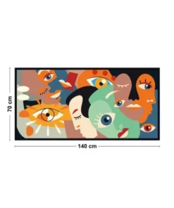 99Déco Tête De Lit Papier Peint Graphique Art Multicolore 140cm