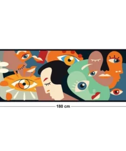 99Déco Tête De Lit Papier Peint Graphique Art Multicolore 180cm