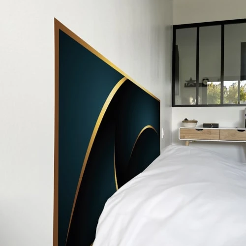 99Déco Tête De Lit Papier Peint Graphique Bleu Et Doré 140cm 5 99Déco Tête De Lit Papier Peint Graphique Bleu Et Doré 140cm – Image 3