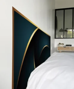 99Déco Tête De Lit Papier Peint Graphique Bleu Et Doré 160cm -Boutique Maisons du Monde tete de lit papier peint graphique bleu et dore 160cm 2