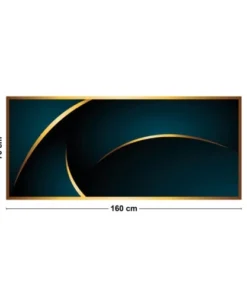 99Déco Tête De Lit Papier Peint Graphique Bleu Et Doré 160cm