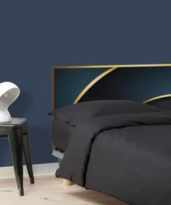 99Déco Tête De Lit Papier Peint Graphique Bleu Et Doré 160cm -Boutique Maisons du Monde tete de lit papier peint graphique bleu et dore 160cm 3