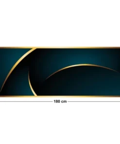 99Déco Tête De Lit Papier Peint Graphique Bleu Et Doré 180cm