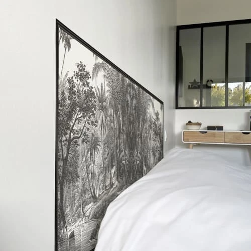 99Déco Tête De Lit Papier Peint Jungle Gravure Paysage Noir 180cm 5 99Déco Tête De Lit Papier Peint Jungle Gravure Paysage Noir 180cm – Image 3