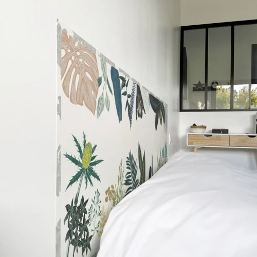 99Déco Tête De Lit Papier Peint Jungle Tropical Couleurs Blanc 140cm 5 99Déco Tête De Lit Papier Peint Jungle Tropical Couleurs Blanc 140cm – Image 3