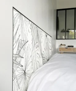 99Déco Tête De Lit Papier Peint Jungle Végétal Noir Et Blanc 140cm -Boutique Maisons du Monde tete de lit papier peint jungle vegetal noir et blanc 140cm 2