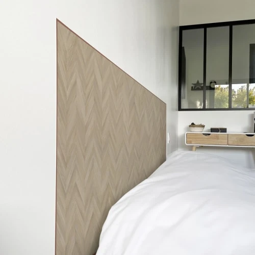 99Déco Tête De Lit Papier Peint Motif Chevrons Bois Clair 160cm 5 99Déco Tête De Lit Papier Peint Motif Chevrons Bois Clair 160cm – Image 3