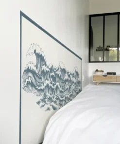99Déco Tête De Lit Papier Peint Vague Ocean Bleu 140cm -Boutique Maisons du Monde tete de lit papier peint vague ocean bleu 140cm 2