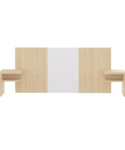 TEMAHOME Tête De Lit Placage Blanc Et Chêne Clair