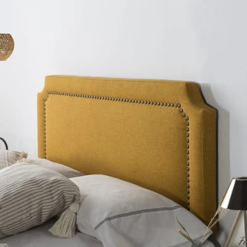 HOMN Tête De Lit Tapissée 140x60 Cm Moutarde, Clous En Marron 5 HOMN Tête De Lit Tapissée 140x60 Cm Moutarde, Clous En Marron – Image 3