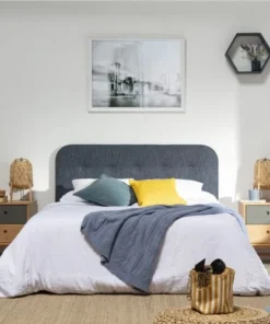 HOMN Tête De Lit Tapissée 150x60 Cm Couleur Bleu, 8 Cm D'épaisseur -Boutique Maisons du Monde tete de lit tapissee 150x60 cm couleur bleu 8 cm d epaisseur 1