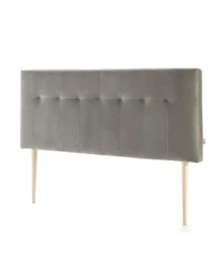 HOMN Tête De Lit Tapissée 160x100 Cm Gris, Velours, Pieds En Bois
