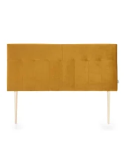 HOMN Tête De Lit Tapissée 160x100 Cm Moutarde, Velours, Pieds En Bois -Boutique Maisons du Monde tete de lit tapissee 160x100 cm moutarde velours pieds en bois 2